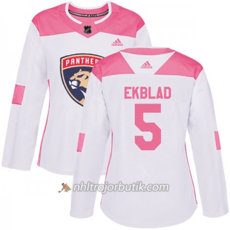 Dame Ishockey Florida Panthers Tröja Aaron Ekblad 5 Adidas 2017-2018 Vit Rosa Fashion Authentic